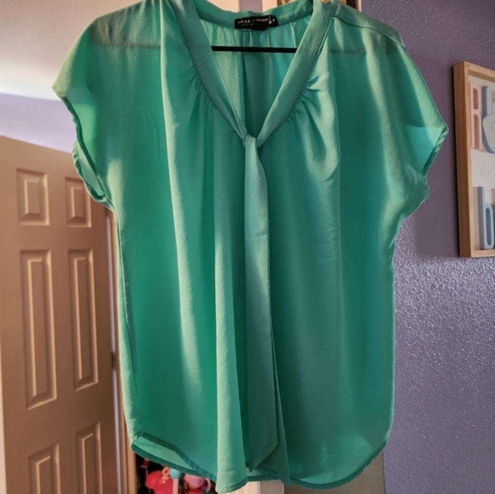 EUC Teal Blouse with Front Tie